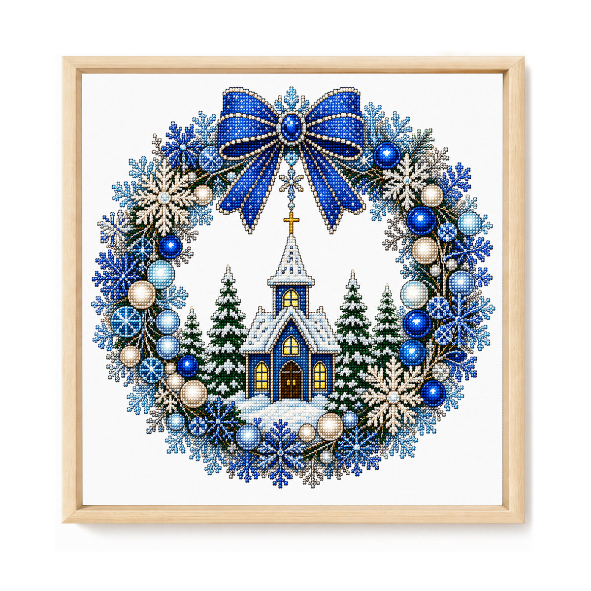 Winter Chapel - Full 14CT Stamped Cross Stitch 40x40CM - Huacan