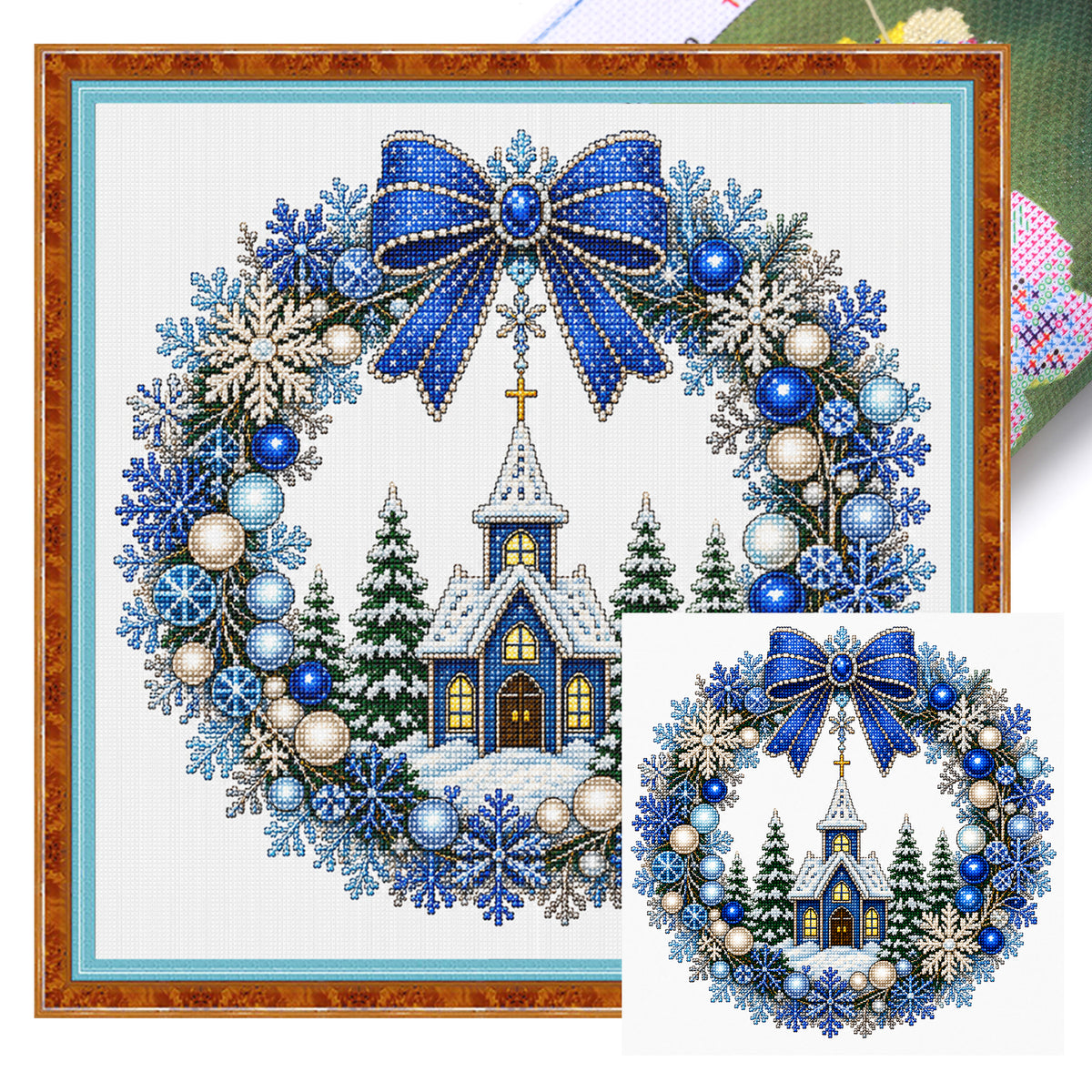 Winter Chapel - Full 14CT Stamped Cross Stitch 40x40CM - Huacan