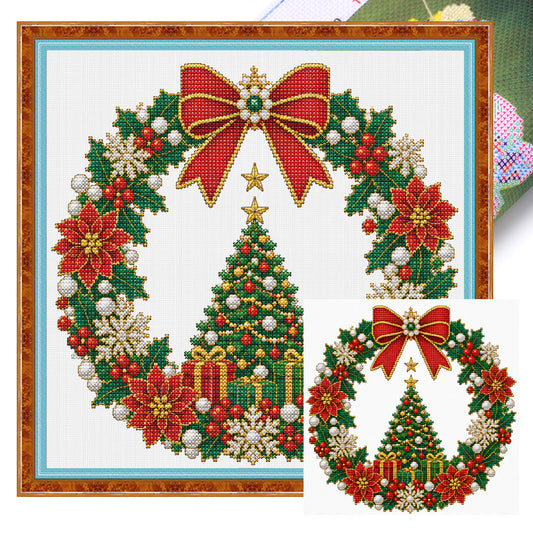 Baumgirlande - Vollständiges 14CT gestempeltes Kreuzstich-Set 40x40CM - Huacan