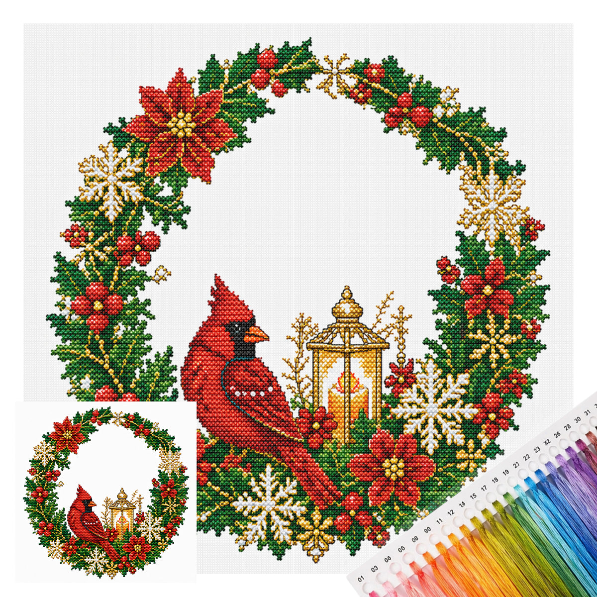 Cardinal Light - Full 14CT Stamped Cross Stitch 40x40CM - Huacan