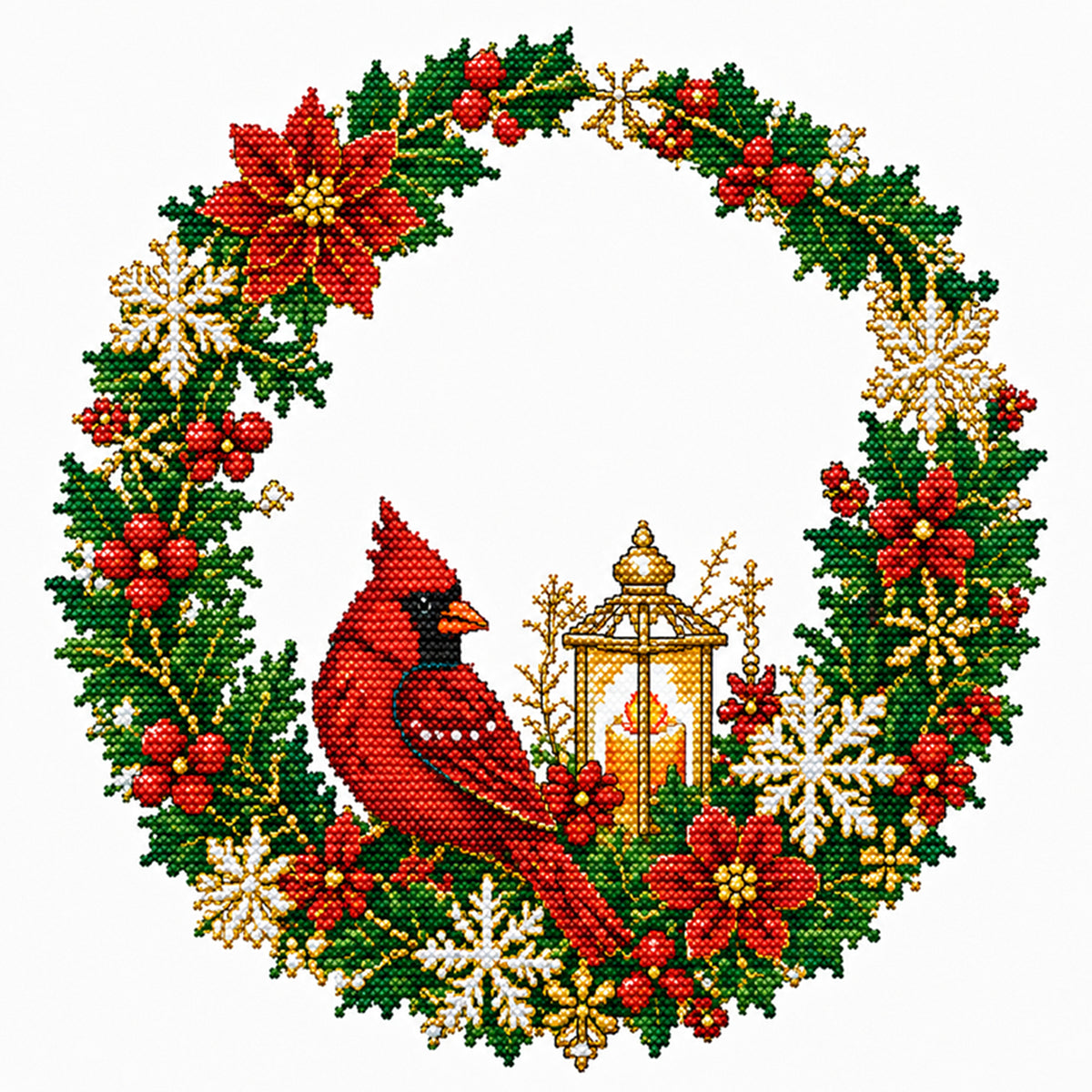 Cardinal Light - Full 14CT Stamped Cross Stitch 40x40CM - Huacan
