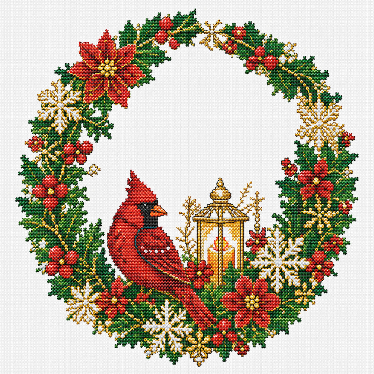 Cardinal Light - Full 14CT Stamped Cross Stitch 40x40CM - Huacan