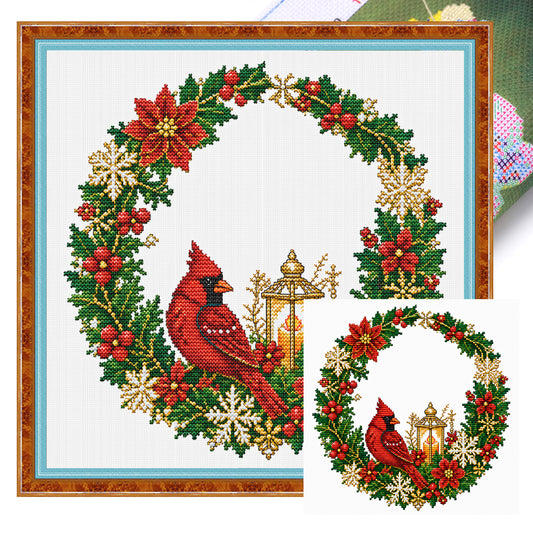 Cardinal Light - Full 14CT Stamped Cross Stitch 40x40CM - Huacan