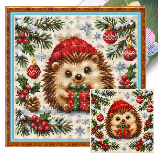Gift Hedgehog - Full 11CT Stamped Cross Stitch 40x40CM - Yishu