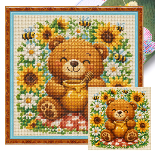 Honigbär - Vollständiges 11CT gestempeltes Kreuzstich-Set 40x40CM - Yishu