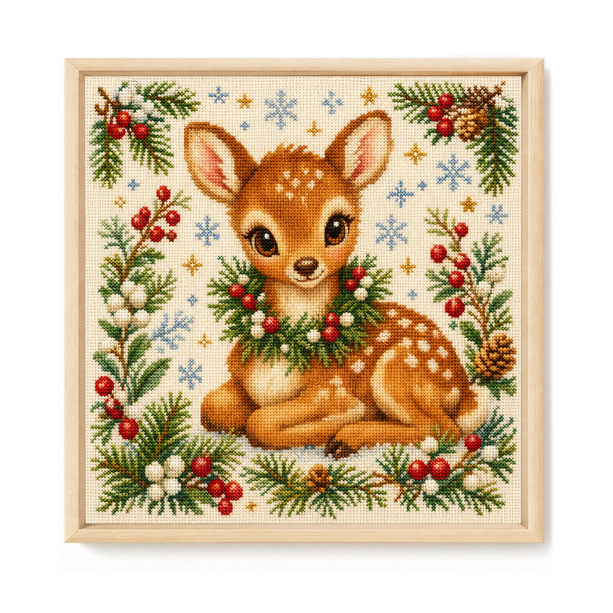 Hirsch-Kranz – Vollständiges 11CT Stempel-Kreuzstich-Set 40x40CM – Yishu