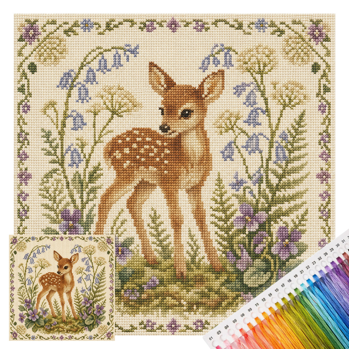 Forest Fawn - Full 11CT Stamped Cross Stitch 45x45CM - Yishu