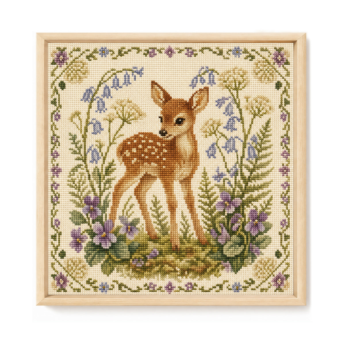 Forest Fawn - Full 11CT Stamped Cross Stitch 45x45CM - Yishu