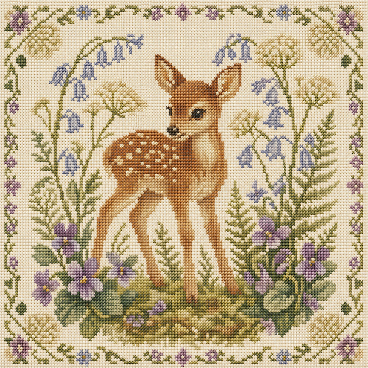 Forest Fawn - Full 11CT Stamped Cross Stitch 45x45CM - Yishu