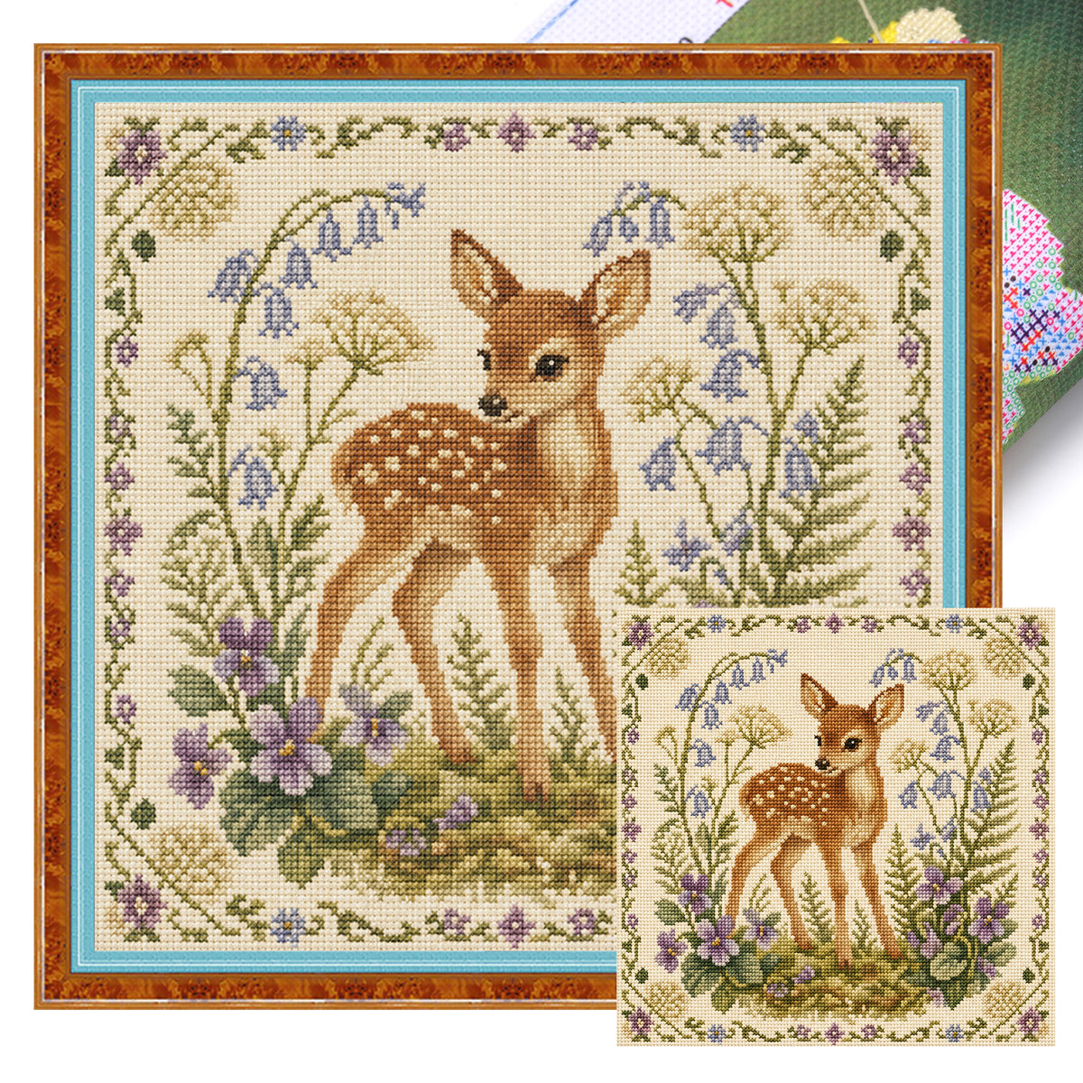 Forest Fawn - Full 11CT Stamped Cross Stitch 45x45CM - Yishu