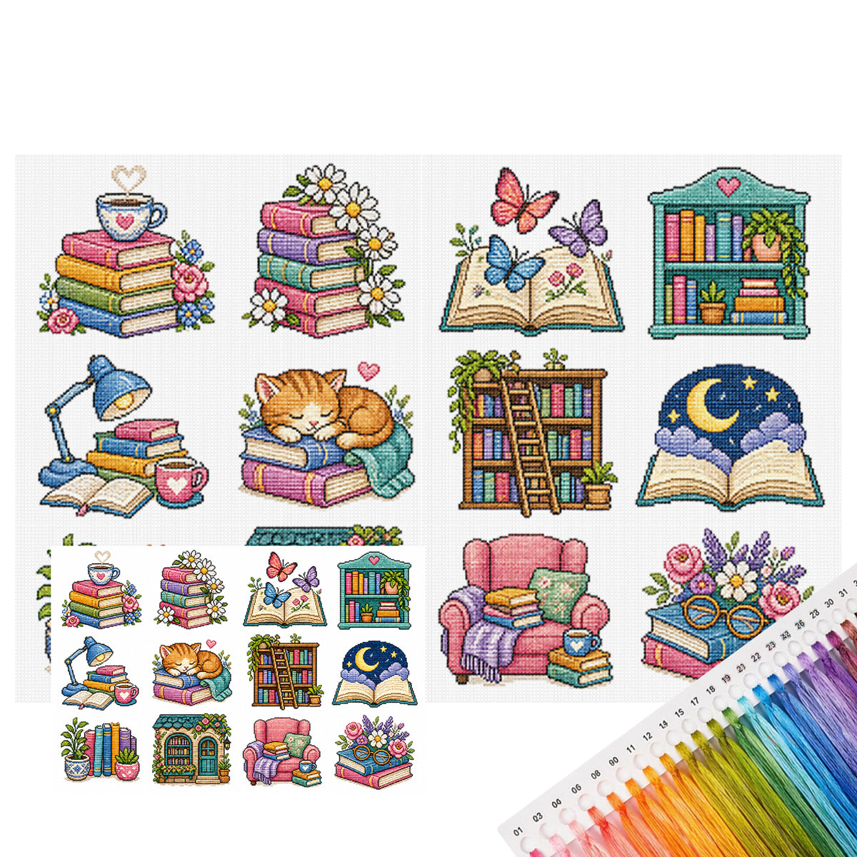Book Time - Full 11CT Stamped Cross Stitch 60x40CM - Huacan
