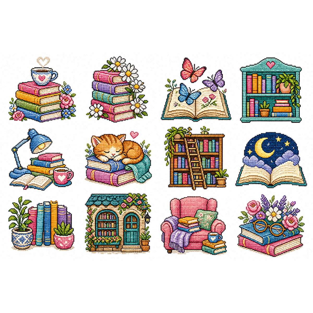 Book Time - Full 11CT Stamped Cross Stitch 60x40CM - Huacan