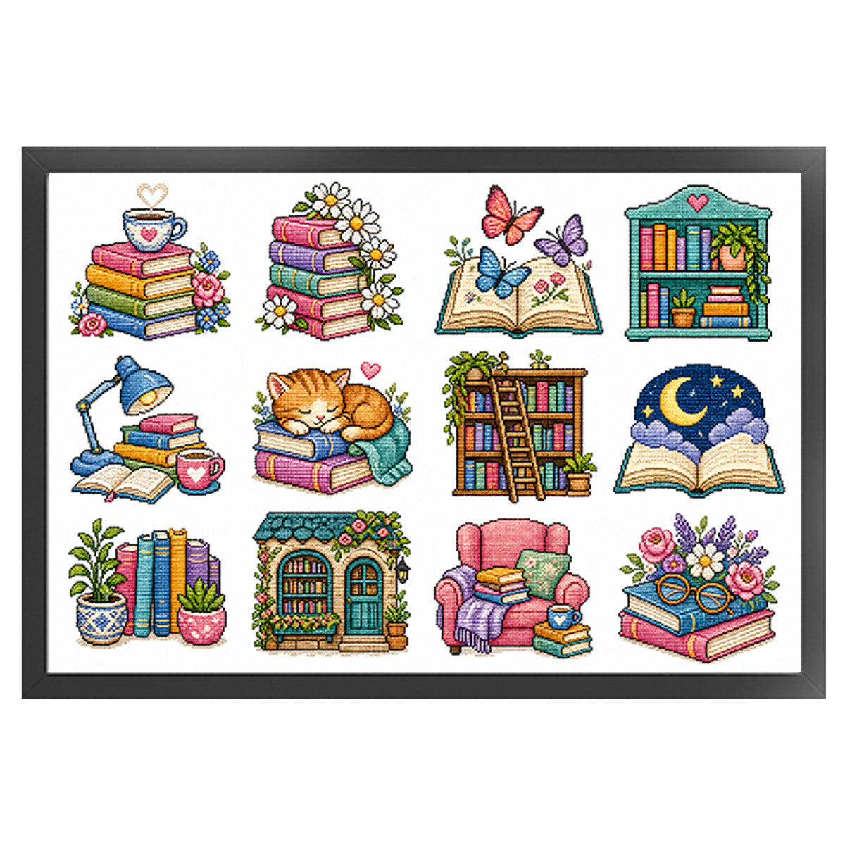 Book Time - Full 11CT Stamped Cross Stitch 60x40CM - Huacan