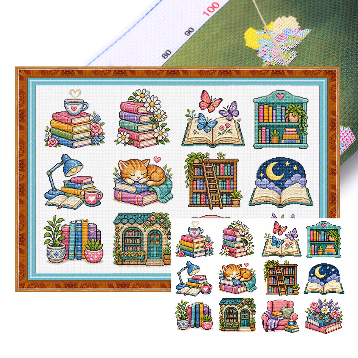 Book Time - Full 11CT Stamped Cross Stitch 60x40CM - Huacan