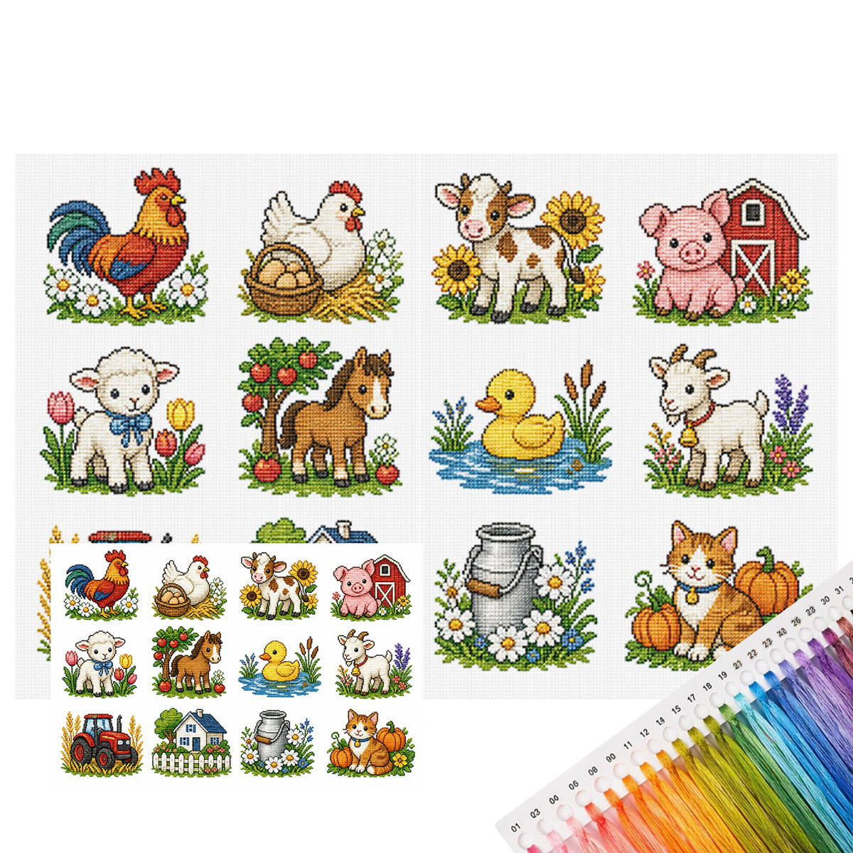 Pastoral Farm - Full 11CT Stamped Cross Stitch 60x40CM - Huacan