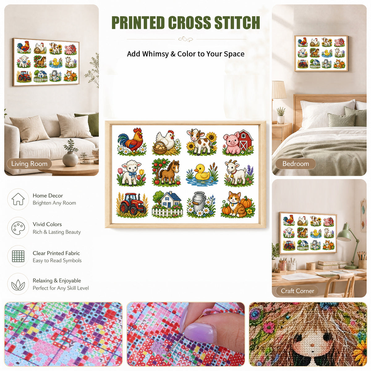 Pastoral Farm - Full 11CT Stamped Cross Stitch 60x40CM - Huacan