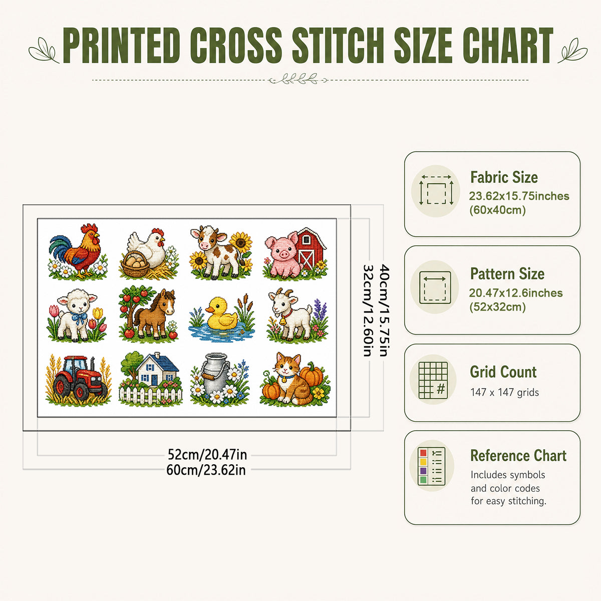 Pastoral Farm - Full 11CT Stamped Cross Stitch 60x40CM - Huacan