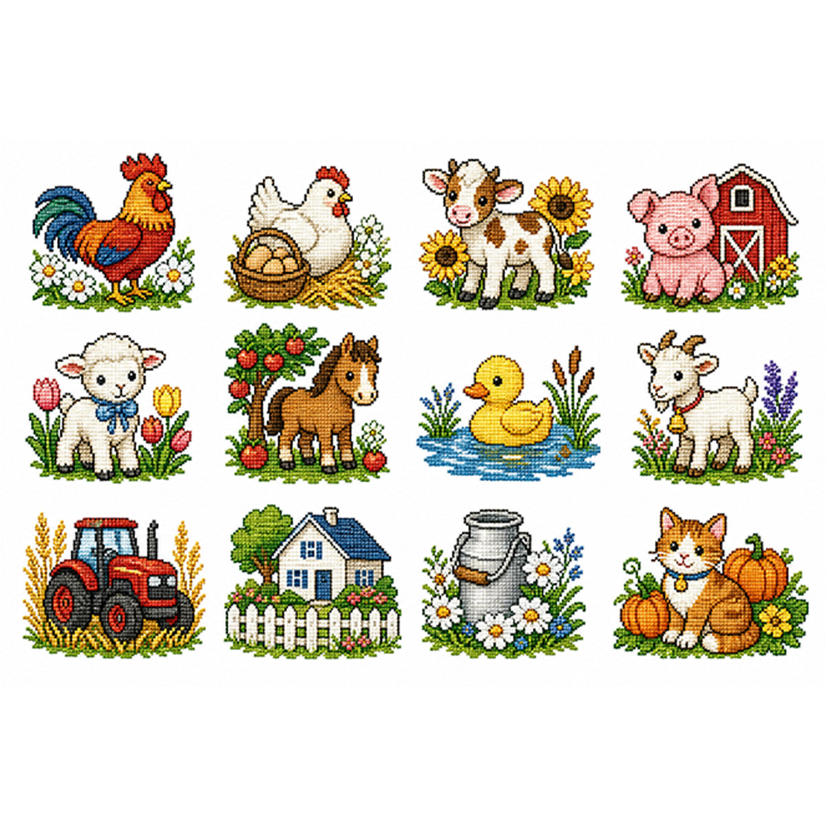 Pastoral Farm - Full 11CT Stamped Cross Stitch 60x40CM - Huacan