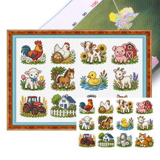 Pastoraler Bauernhof – Vollständiges 11CT gestempeltes Kreuzstich-Set 60x40CM – Huacan