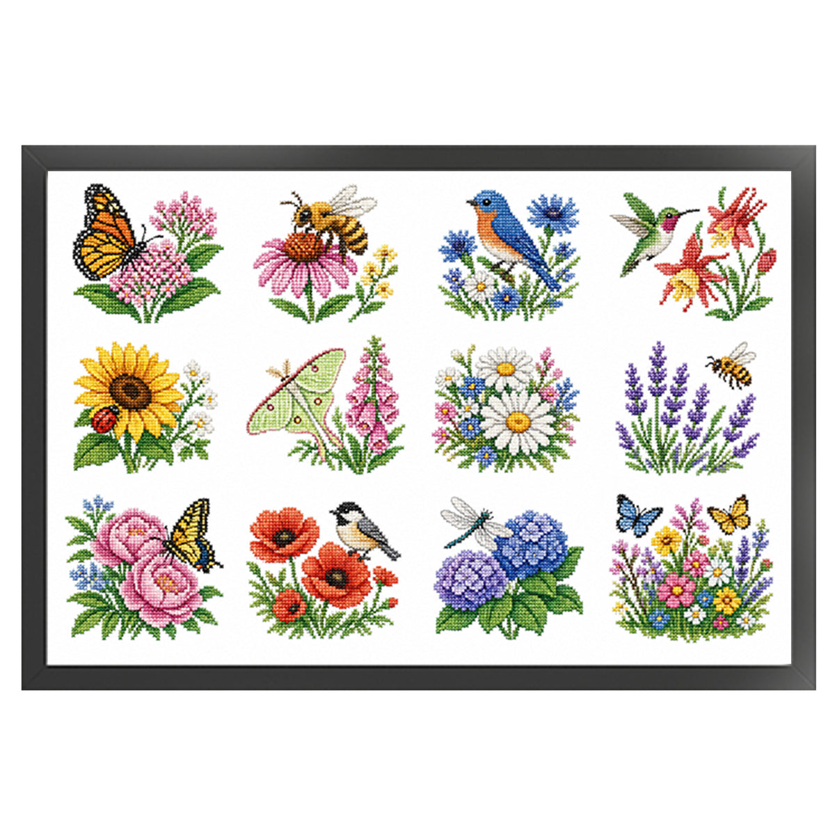 Wild Blossom – Vollständiges 11CT Stempel-Kreuzstich-Set 60x40 cm – Huacan