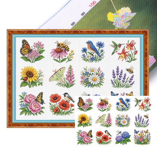Wild Blossom – Vollständiges 11CT Stempel-Kreuzstich-Set 60x40 cm – Huacan