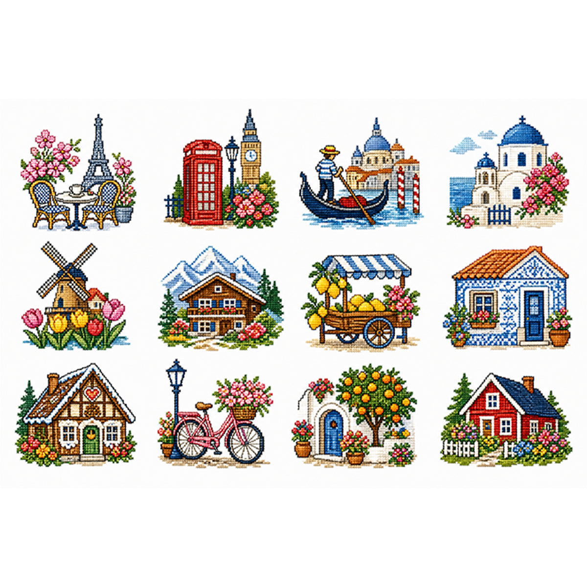 European Landmark - Full 11CT Stamped Cross Stitch 60x40CM - Huacan