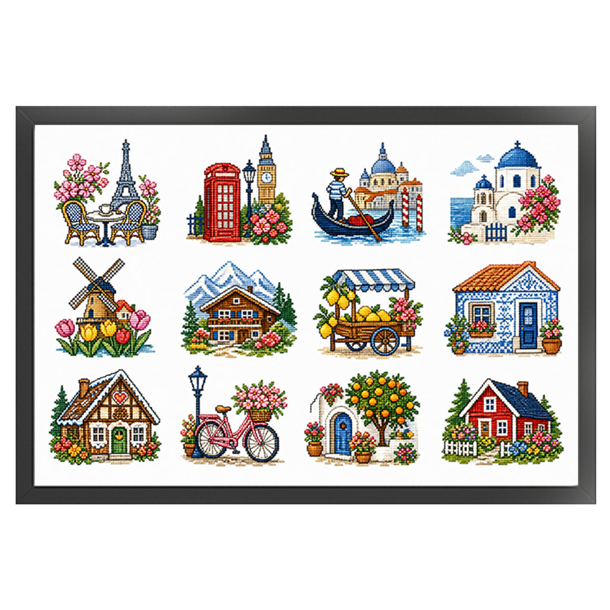 European Landmark - Full 11CT Stamped Cross Stitch 60x40CM - Huacan