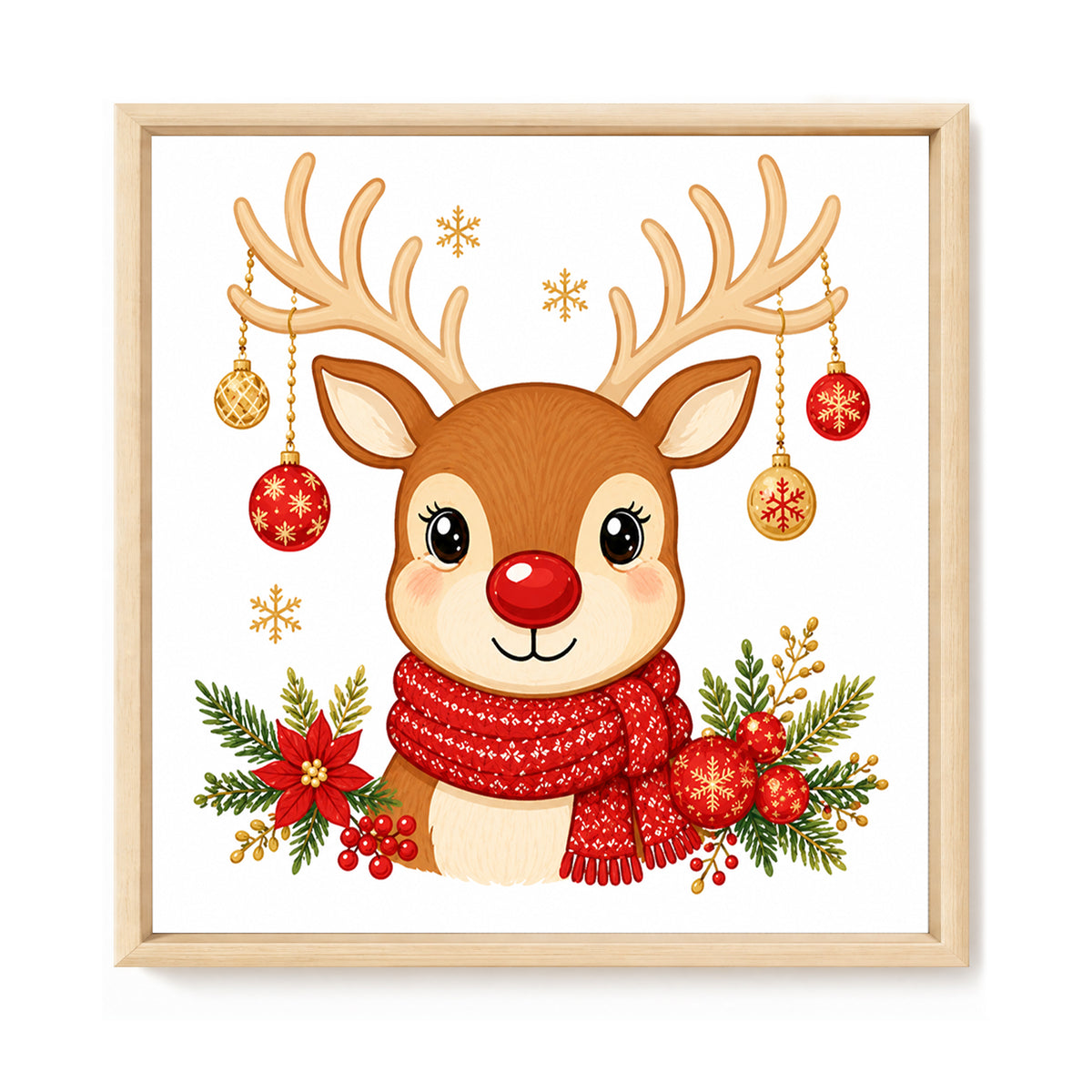 Cute Christmas Elk - Full 11CT Stamped Cross Stitch 40x40CM - Huacan