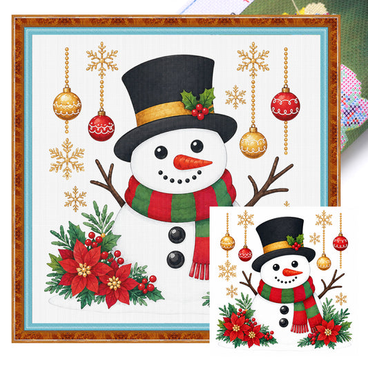 Cartoon-Weihnachtsschneemann - Vollständiges 11CT gestempeltes Kreuzstich-Set 40x40CM - Huacan