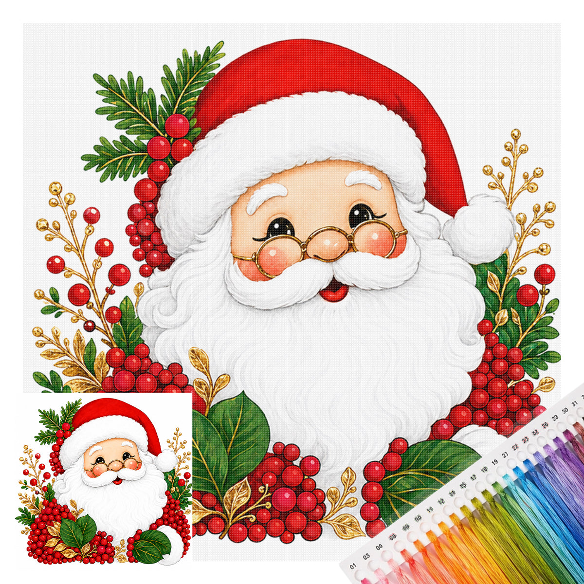 Süßer Weihnachtsmann - Vollständiges 11CT Stempel-Kreuzstich-Set 40x40CM - Huacan