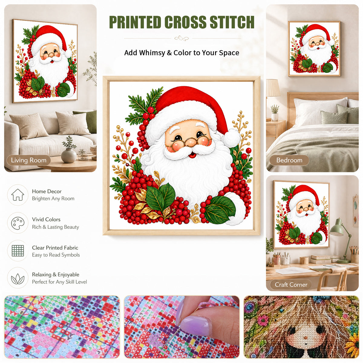 Süßer Weihnachtsmann - Vollständiges 11CT Stempel-Kreuzstich-Set 40x40CM - Huacan