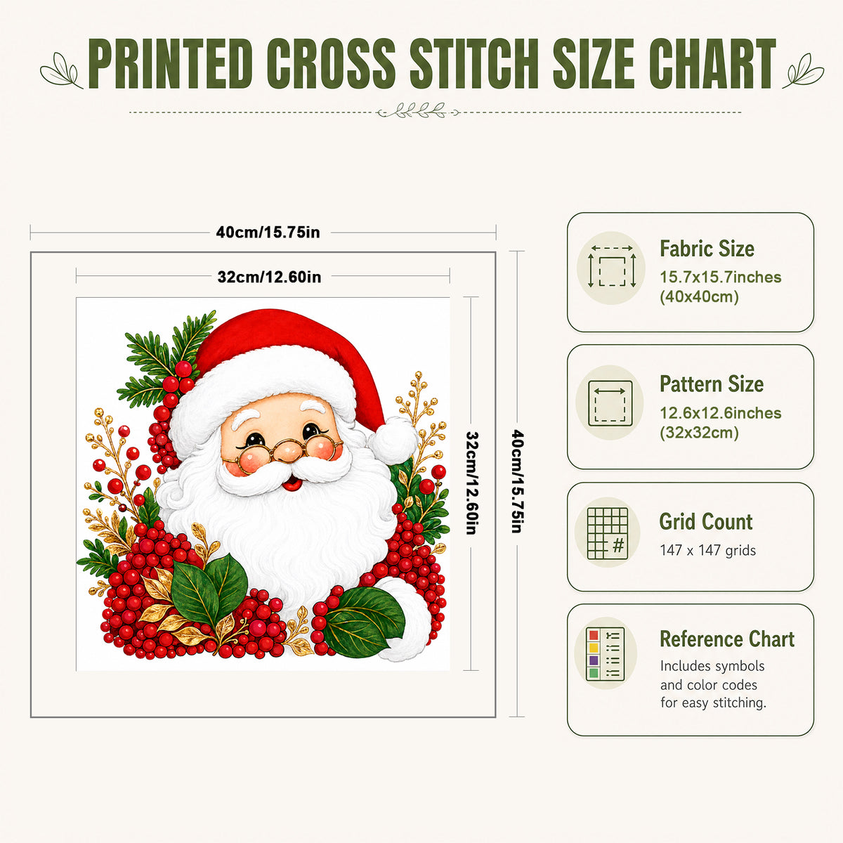 Süßer Weihnachtsmann - Vollständiges 11CT Stempel-Kreuzstich-Set 40x40CM - Huacan