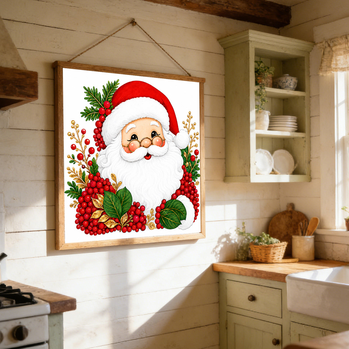 Süßer Weihnachtsmann - Vollständiges 11CT Stempel-Kreuzstich-Set 40x40CM - Huacan