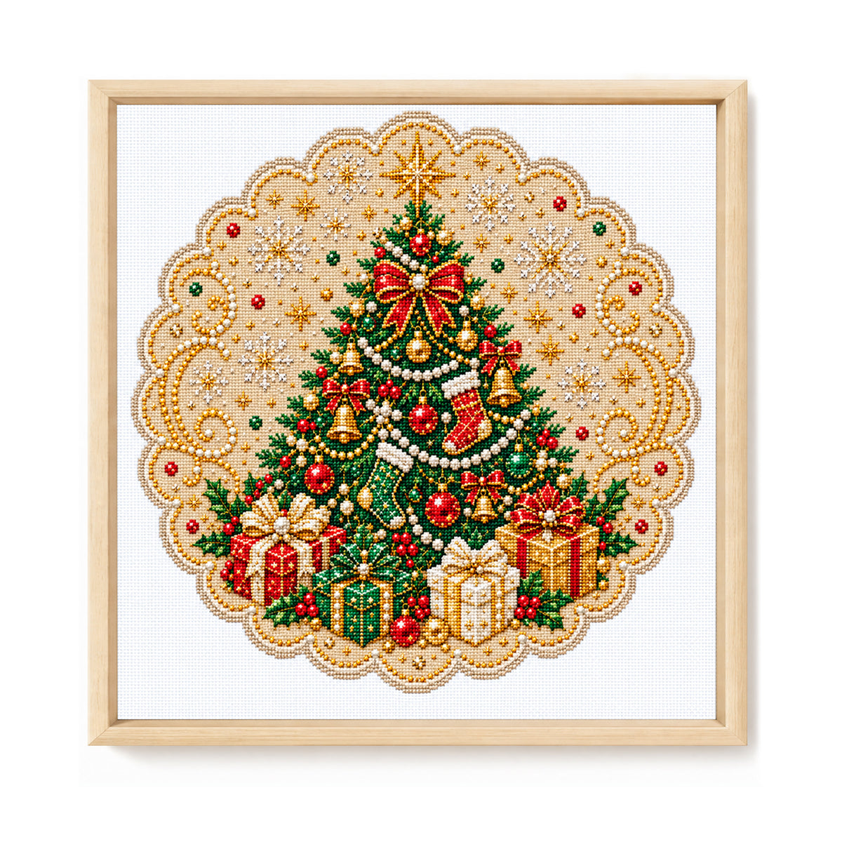 Christmas Tree - Full 14CT Stamped Cross Stitch 40x40CM - Huacan