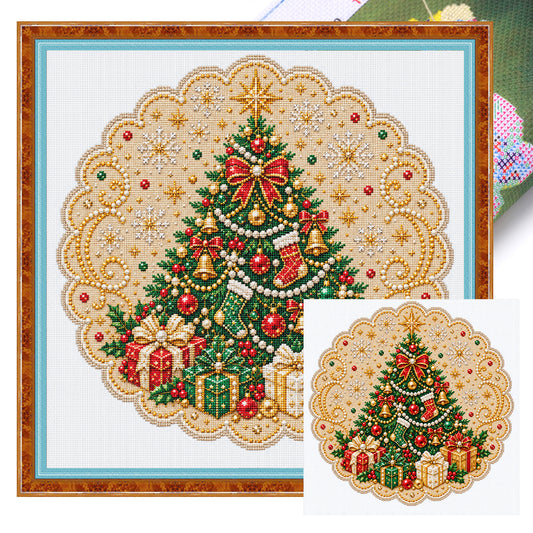 Weihnachtsbaum - Vollständiges 14CT Stempel-Kreuzstich-Set 40x40CM - Huacan