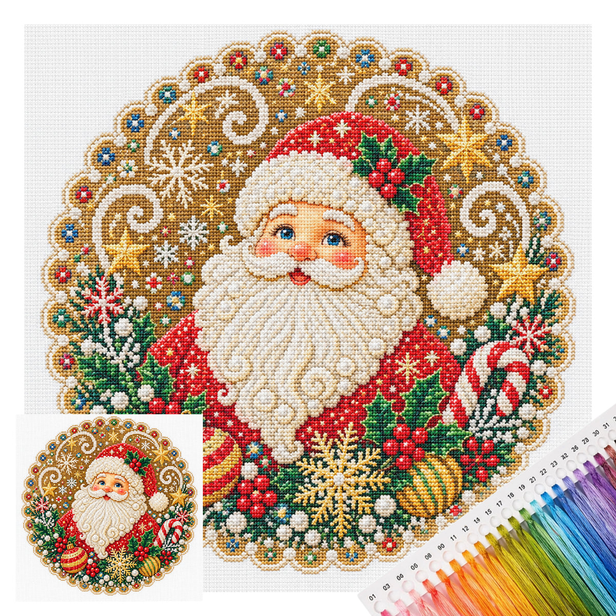Santa Claus - Full 14CT Stamped Cross Stitch 40x40CM - Huacan