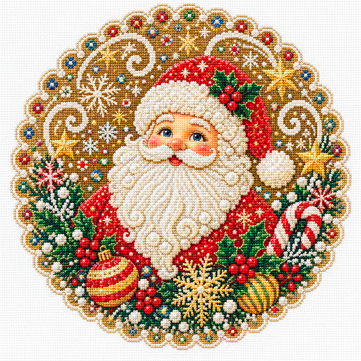 Santa Claus - Full 14CT Stamped Cross Stitch 40x40CM - Huacan