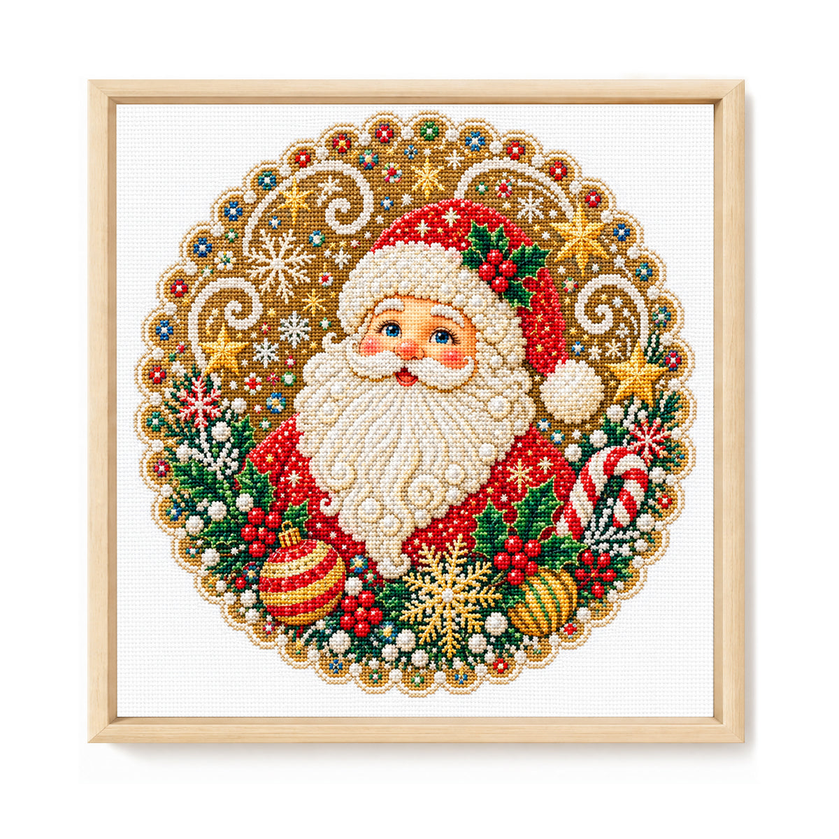 Santa Claus - Full 14CT Stamped Cross Stitch 40x40CM - Huacan