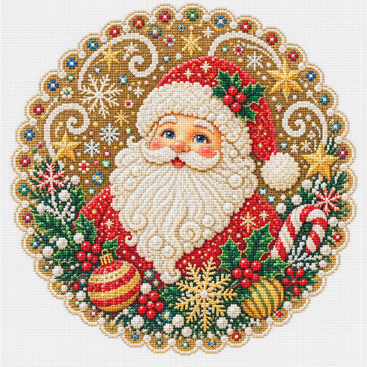 Santa Claus - Full 14CT Stamped Cross Stitch 40x40CM - Huacan