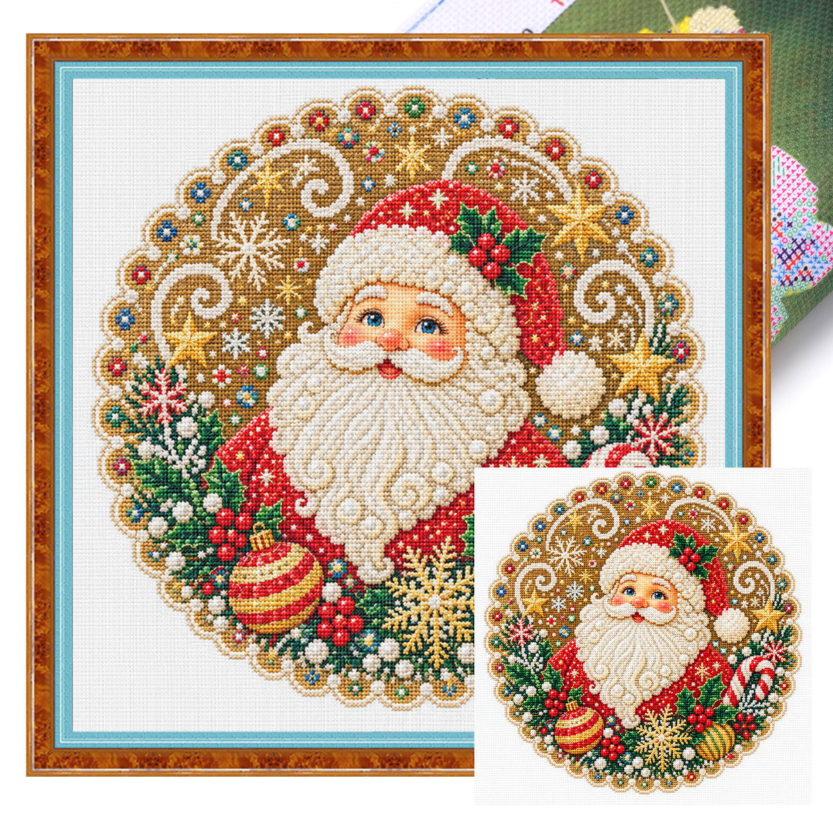 Santa Claus - Full 14CT Stamped Cross Stitch 40x40CM - Huacan