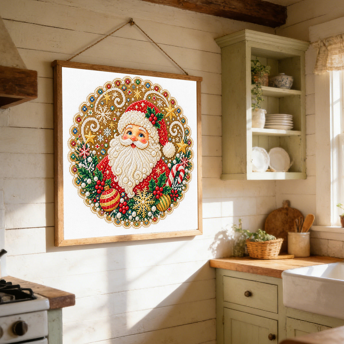 Santa Claus - Full 14CT Stamped Cross Stitch 40x40CM - Huacan