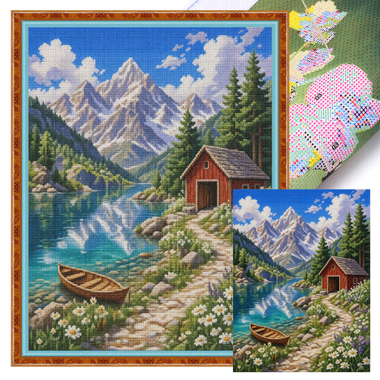 Berghütte – Vollständiges 11CT Stempel-Kreuzstich-Set 40x53 cm – Huacan