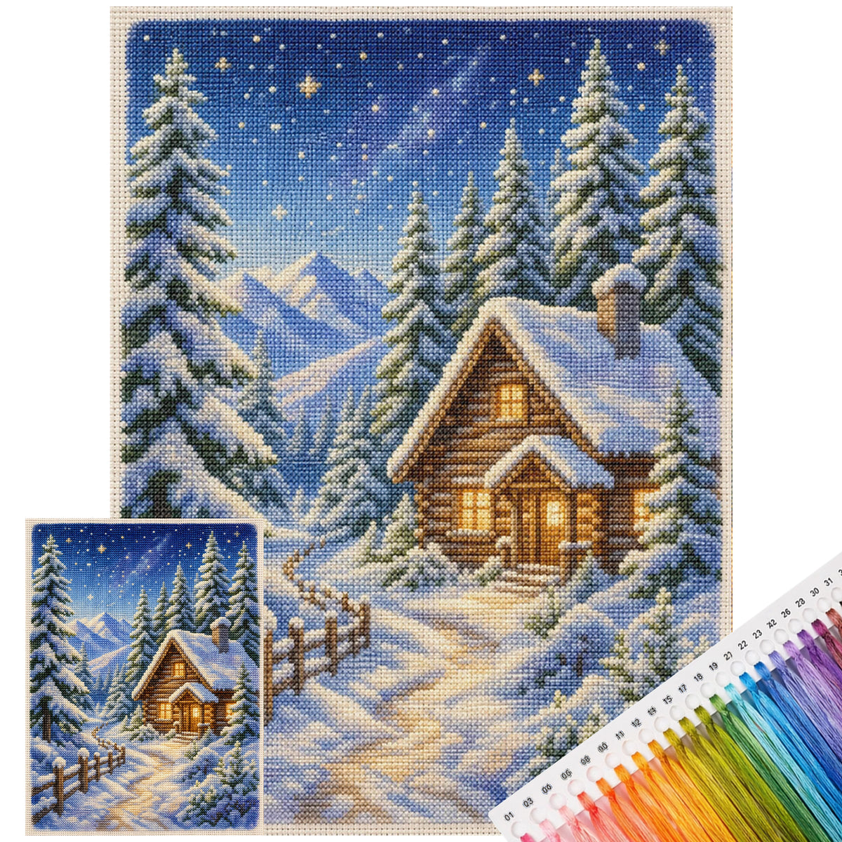 Winter Chalet - Full 11CT Stamped Cross Stitch 40x53CM - Huacan