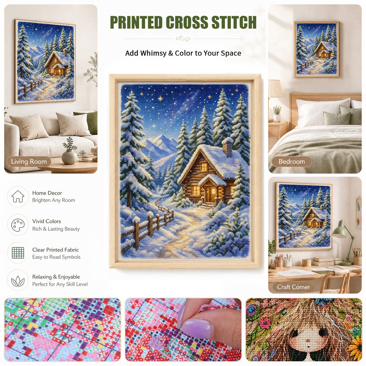 Winter Chalet - Full 11CT Stamped Cross Stitch 40x53CM - Huacan
