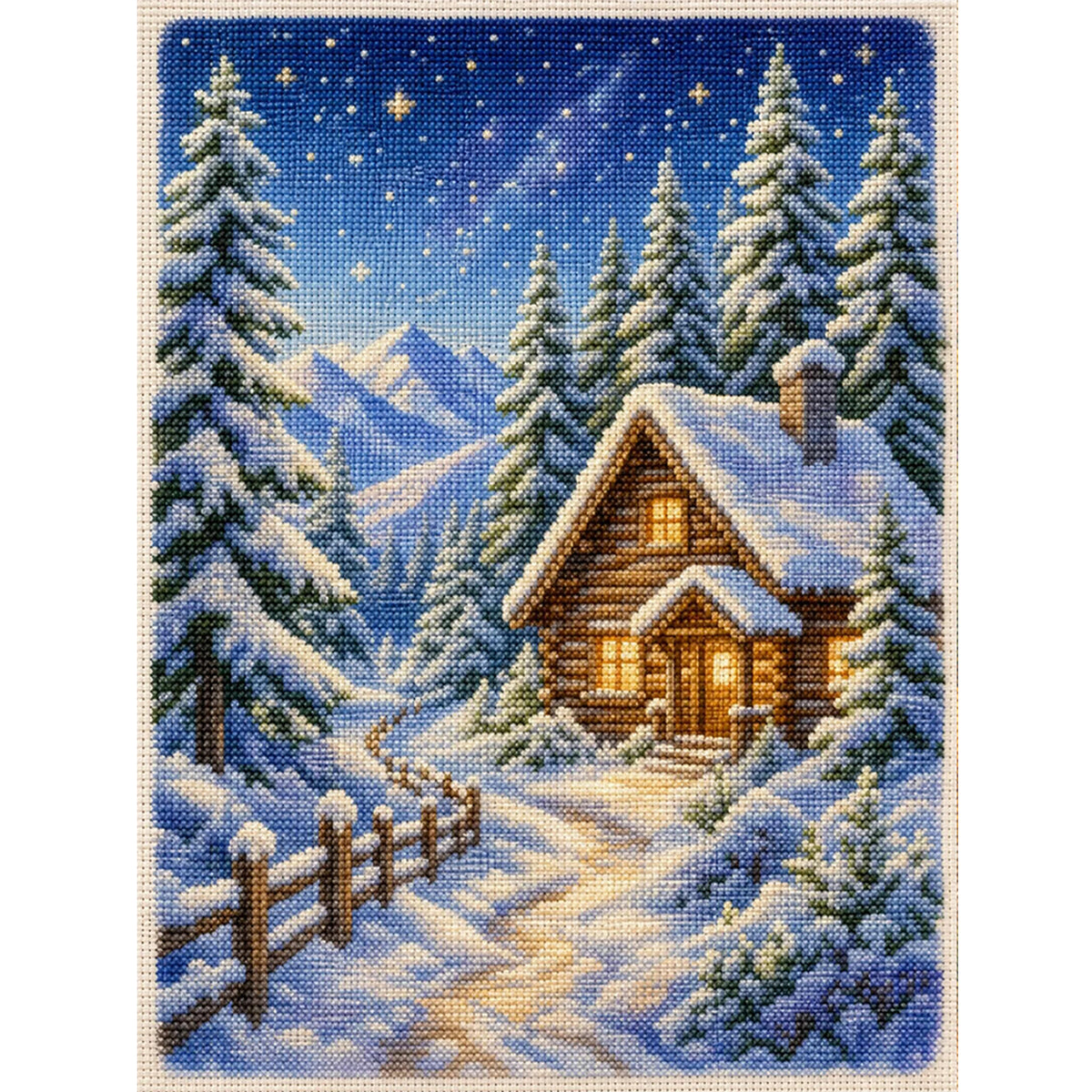 Winter Chalet - Full 11CT Stamped Cross Stitch 40x53CM - Huacan
