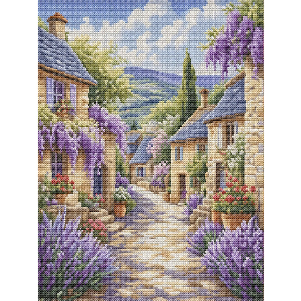 Lavendel-Weiler - Vollständiges 11CT gestempeltes Kreuzstich-Set 40x53CM - Huacan