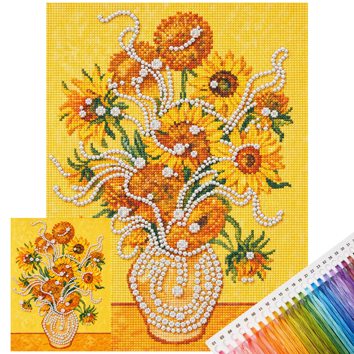 Sunflower - Full 14CT Stamped Cross Stitch 30x40CM - Huacan