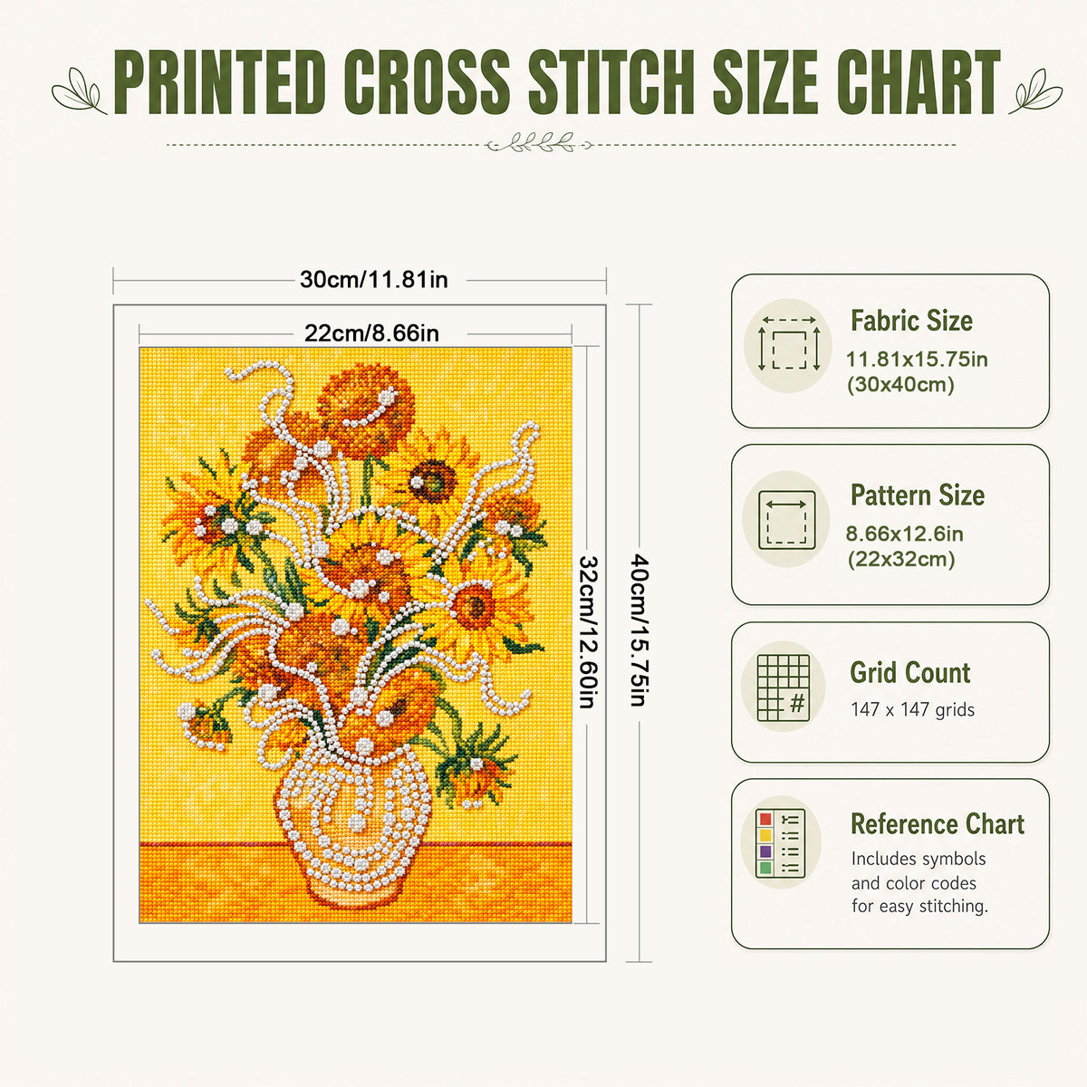 Sunflower - Full 14CT Stamped Cross Stitch 30x40CM - Huacan