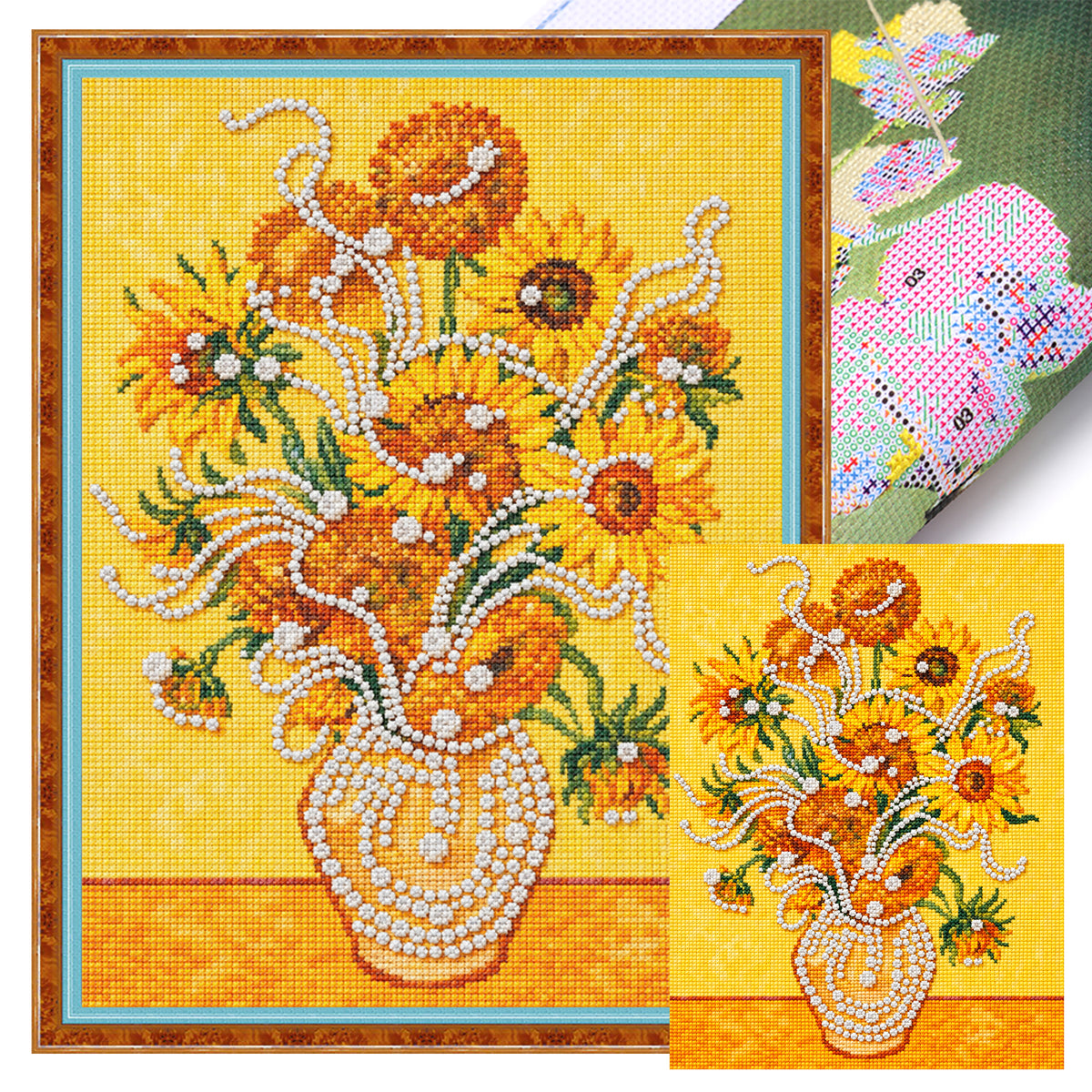 Sunflower - Full 14CT Stamped Cross Stitch 30x40CM - Huacan