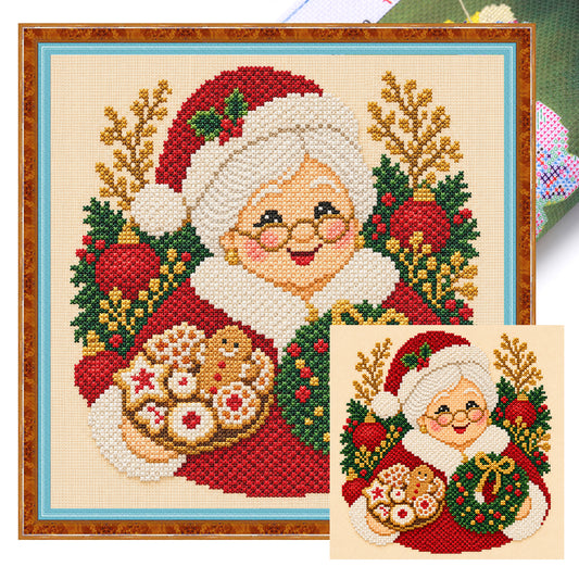Weihnachts-Großmutter-Kekse – Vollständiges 14CT gestempeltes Kreuzstich-Set 40x40CM – Huacan